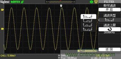 1KHz信號 ，打開數字濾波，測量值為1KHz
