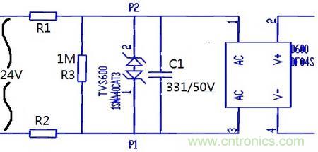 案例1:輸入端24V波動,R1和R2常被燒壞。