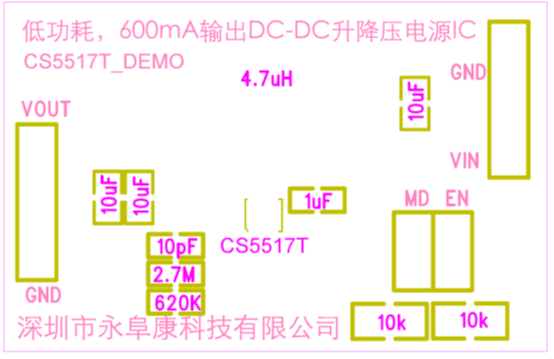 如何運用升降壓芯片CS5517實現鋰電池穩定輸出3.3V/3.6V（1.2-5V）的電壓？